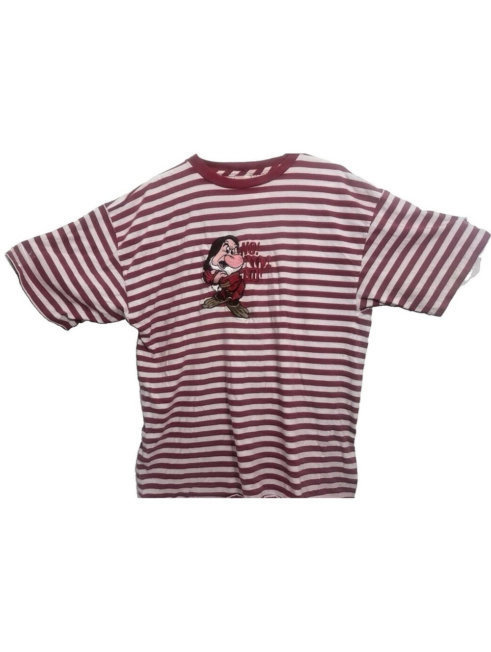 Vintage 90s Disney Store Grumpy Outrage Striped Shirt XL Embroidered Puff Print